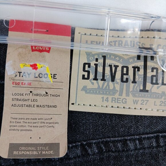 NEW LEVI'S SILVER TAB Stay loose Boy Jeans Black Size 14 Straight leg - Picture 9 of 9
